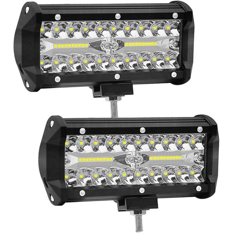 2 pièces 7 pouces LED travail lumière 120W projecteur 12V/24V voiture travail lumière 6000K 15000LM antibrouillard