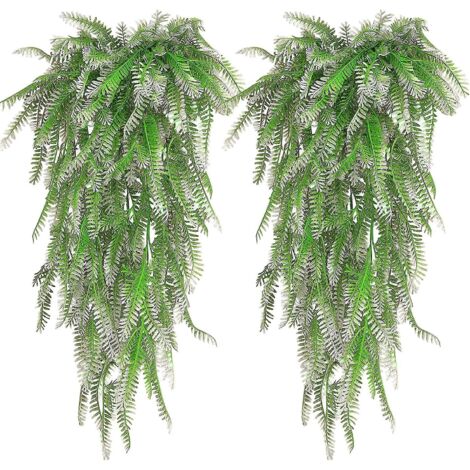2 Pices , Blanc Vert , Fougre Artificielle Plante Fausse Plantes Deco Plante Artificielle Exterieur Pour Clbration, Mariage, Cuisine, Jardin, Bure