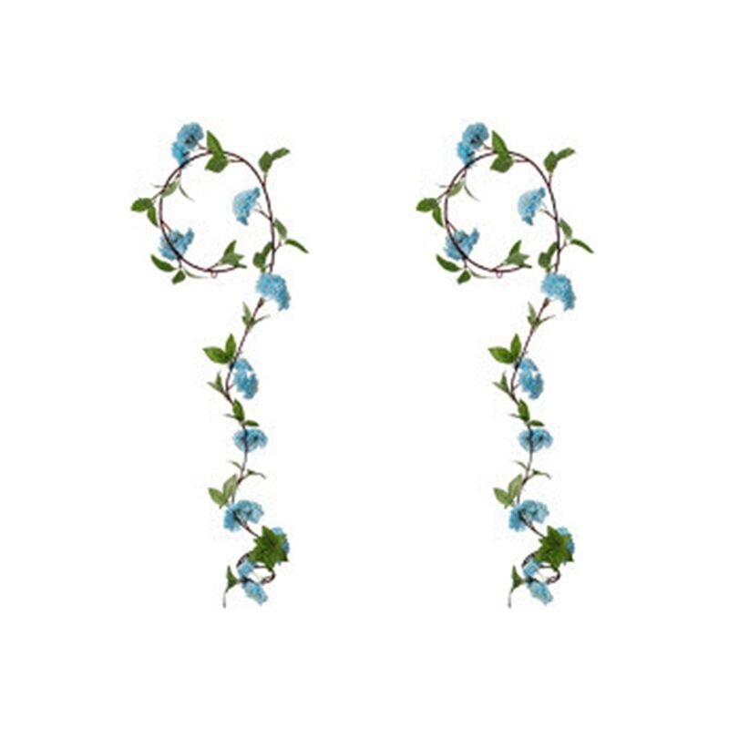 2 PièCes Bleu Simulation de Cerisier Vigne DéCoration de Mariage Bricolage Rotin Couronne Vigne FêTe Jardin DéCoration
