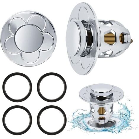 2 Pices Bonde de Lavabo Universel Pop Up 34-40mm,Bonde de Lavabo Pop-Up avec Filtre Anti-Clogging,Flitre de Vidange Anti-Bloqu,Bouchon Baignoire pour Lavabo Cuisine,Flitre Cheveux-Orifice de Vidange