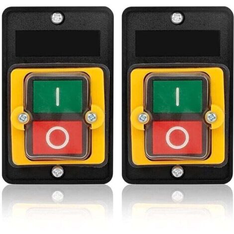 2 pices Bouton-poussoir AC220V / 380V 10A Bouton-poussoir Impermable Bouton Poussoir ON/OFF Utilis pour Machines Textiles d\'quipement Mcanique