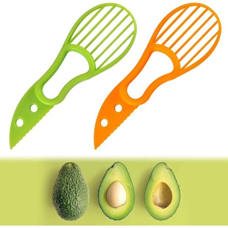 2 Pices Coupe Avocat, Trancheuse  Avocat, Vert Et Orange, 3-en-1 Trancheuse  Avocat, 3 En 1 Coupe Avocat Avec, Lame  Dnoyauter Et Trancheuse, Pour