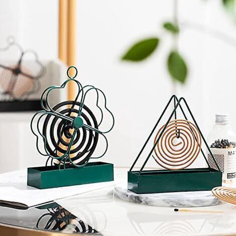 2 Pices Crative Support De Bobine, Trfle  Quatre Feuilles Et Triangle, Anti Moustique Suspendu Mosquito Coil Holder En Mtal Pour La Table, La Dcor