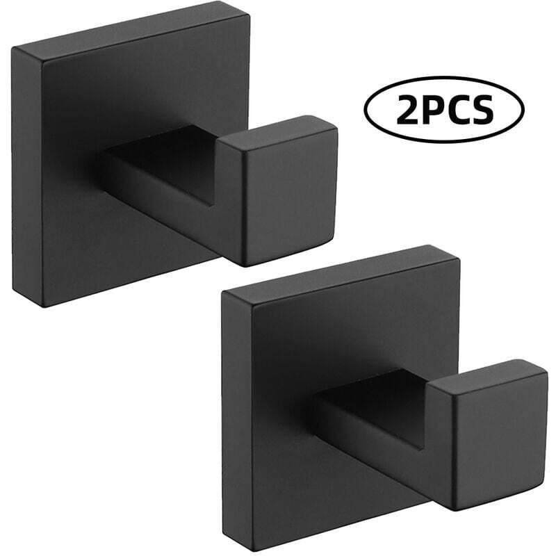 2 Pièces Crochets Muraux Crochets Porte-Serviettes Noir En Acier Inoxydable 304 Crochets Crochets Antirouille Crochets Étanches Accessoires De Salle