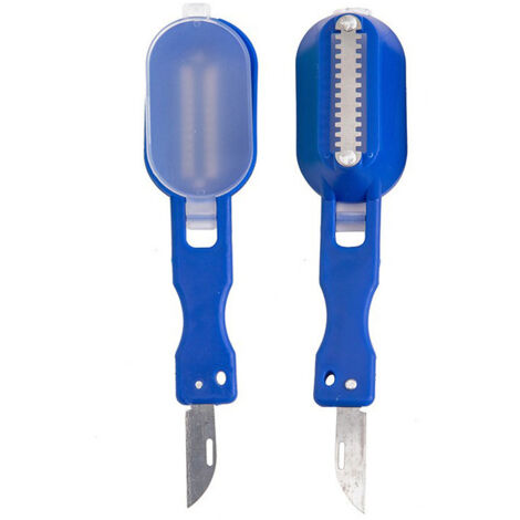 2 Pices Ecailleur A Poisson Professionnel Grattoir à Ecaille De Poisson avec Couvercle ÉPlucheur De Poisson Pratique DéTartreur Grattoir Nettoyant Outil De Cuisine Outil à éPlucher (bleu)