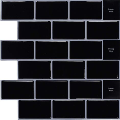 2-pices Noir (30.5x 30.5cm) Sticker Carrelage Adhesif Mural 3d Autocollant Credence Adhesive Pour Cuisine