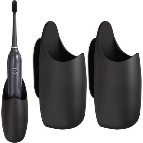 2 Pices, Noir Porte Brosse  Dents - Support Brosse  Dents Lectrique Porte-brosse  Dents Adhsif Organisateur De Dentifrice Mural Autocollant Multif