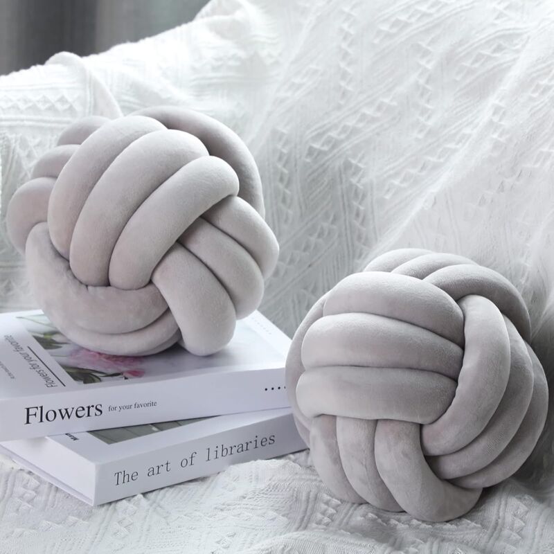 2 Pièces Oreillers Ronds Oreillers à Noeud Doux Oreillers Décoratifs Esthétique pour Enfants Oreillers en Peluche Décoration de Chambre Oreillers
