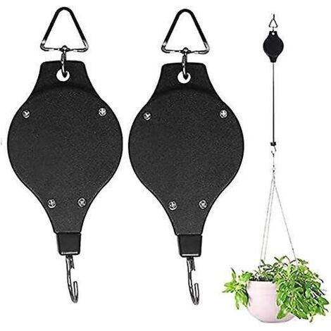 2 Pices Panier Fleurs Poulie Pour Plantes, Poulie Suspendue Pour Panier Plantes, Cintre Rtractable Pour Poulie, Crochets Pour Panier De Fleurs