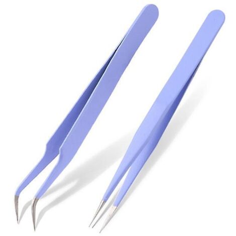 2 Pices Pinces  Cils(violet), Pince Volume Russe, Pinces  Extension De Cils En Acier Inoxydable Pinces  Cils  Pointe Droite Et Courbe