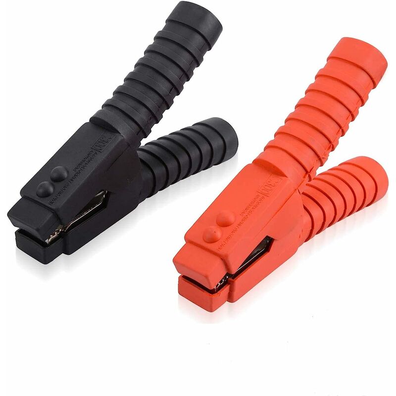 2 Pièces Pinces Crocodile 500A Pinces de Batterie Grandes Isolée Alligator Clamps Accessoires de Chargeurs pour Voiture Rouge/Noir