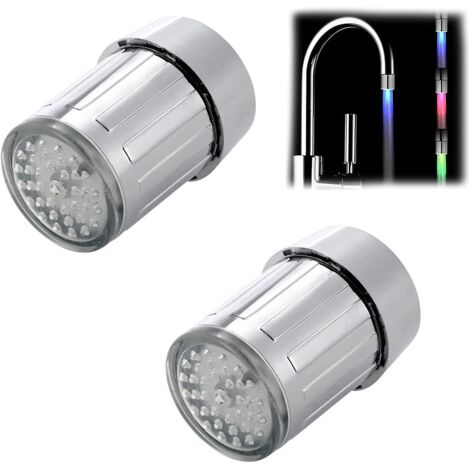 2 Pices Robinet D'eau Led Color, Robinets Led, 3 Couleurs Changeantes Capteur De Temprature De L'eau Robinet,pour Dans Les Restaurants,maisons, Cu