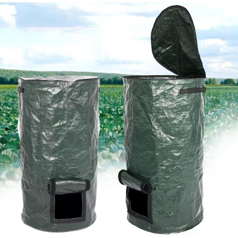 Galozzoit - 2 Pièces Sacs de Compost - Bacs de Compost de pe de Fermentation Organique Écologique, Sacs pour Déchets de Cuisine de Jardin, (2 Pièces,