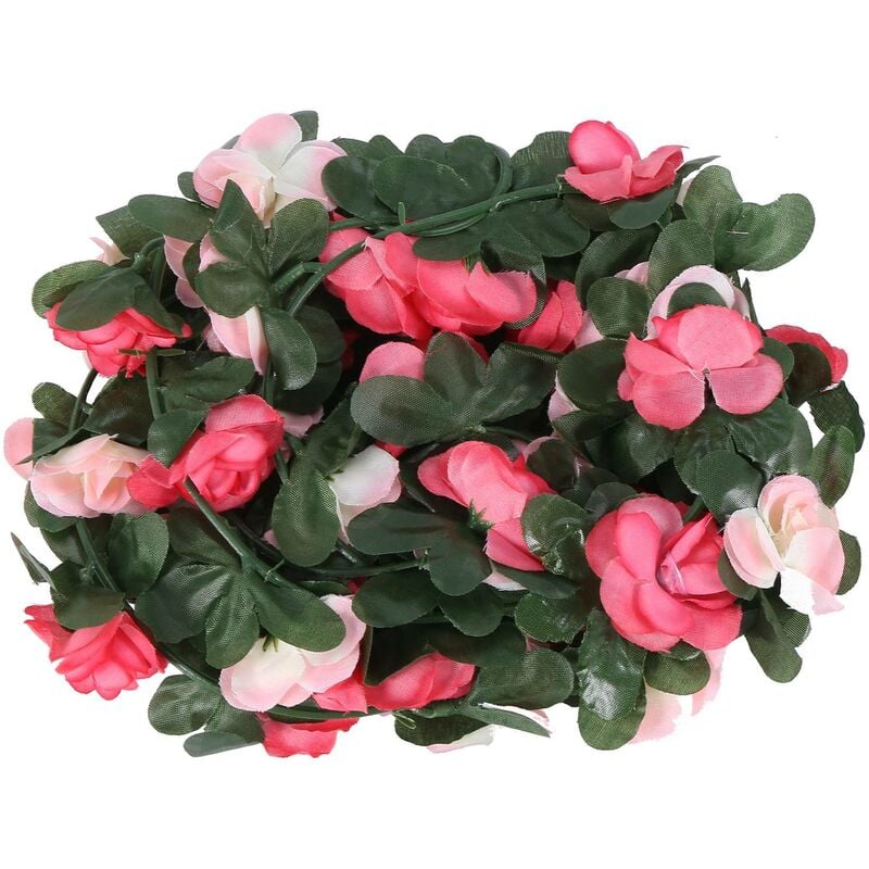 2 PièCes SéRies Fleur Rose Artificielle Floral Faux Vigne Pendaison Guirlande DéCoration de Mariage de FêTe