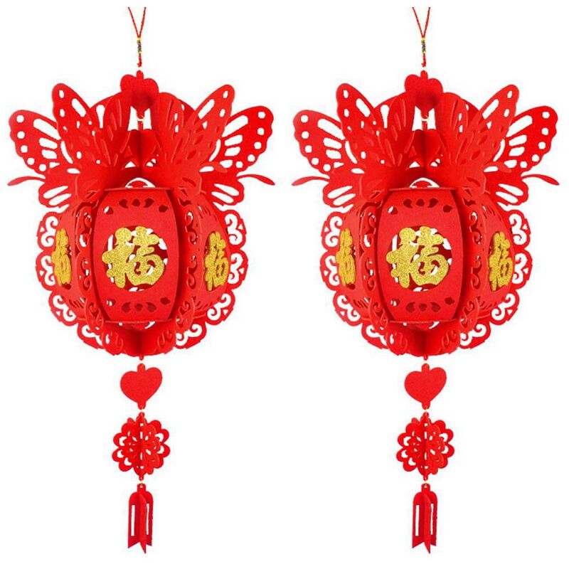 tlily - 2 pièces étanche bonne fortune lanternes en papier rouge pour le an chinois fête du fête célébration décor à la