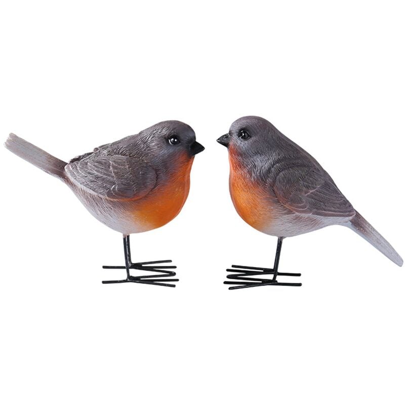 2 PièCes/Ensemble RéSine Oiseaux Rouge-Gorge Moqueur DéCor à FéE Jardin Animal Ferme DéCor Figurines