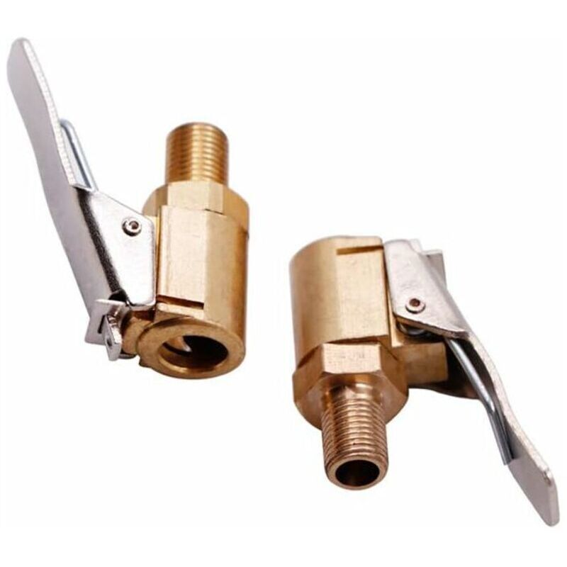 VURAHOME - 2 Pièce Adaptateur de Valve de Pneu de Voiture, 8 mm Pompe de Embout Laiton Gonflage Valve Clip Pince Connecteur Adaptateur pour Pneu de