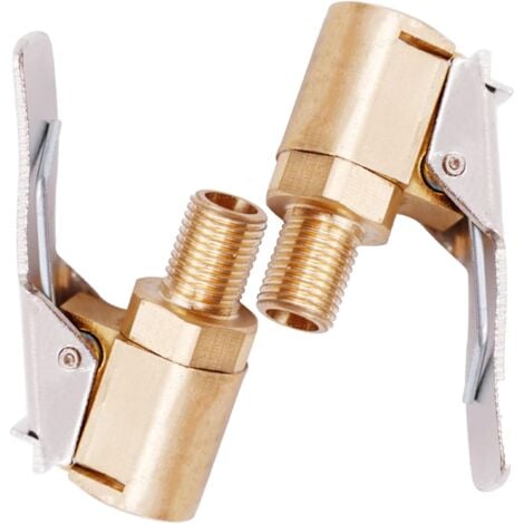TOOLIVE 2 Pièce Adaptateur de Valve de Pneu de Voiture, 8 mm Pompe de Embout Laiton Gonflage Valve Clip Pince Connecteur Adaptateur pour Pneu de Voiture ou Camion