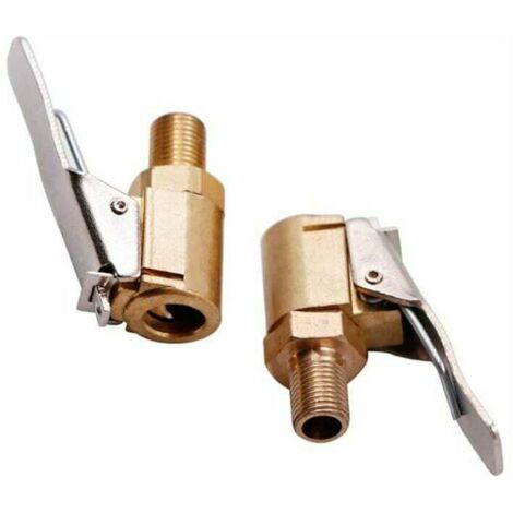 2 Pièce Adaptateur de Valve de Pneu de Voiture, 8 mm Pompe de Embout Laiton Gonflage Valve Clip Pince Connecteur Adaptateur pour Pneu de Voiture ou Camion,