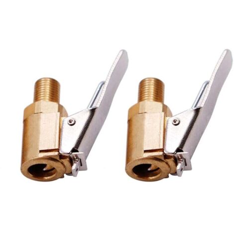 2 Pièce Adaptateur de Valve de Pneu de Voiture, 8 mm Pompe de Embout Laiton Gonflage Valve Clip Pince Connecteur Adaptateur pour Pneu de Voiture ou Camion