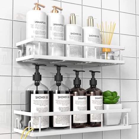 2-Piece Adhesive Shower Caddy Rustproof Bathroom Organizer No Drilling