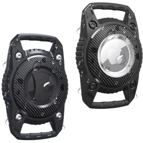 2 Pièce Airtag Porte Clé - Oneonta Étui Airtag pour Collier Chien - Étanche IP68 Porte Clef Airtag - Protection AirTag pour Petit Chien - Collier de Chat (Larg du Trou intéri 2 cm) - Noir+Noir