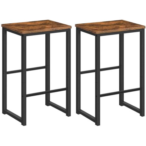 2-Piece Bar Stools Adjustable Feet Metal Frame E1 Board Beveled Edges