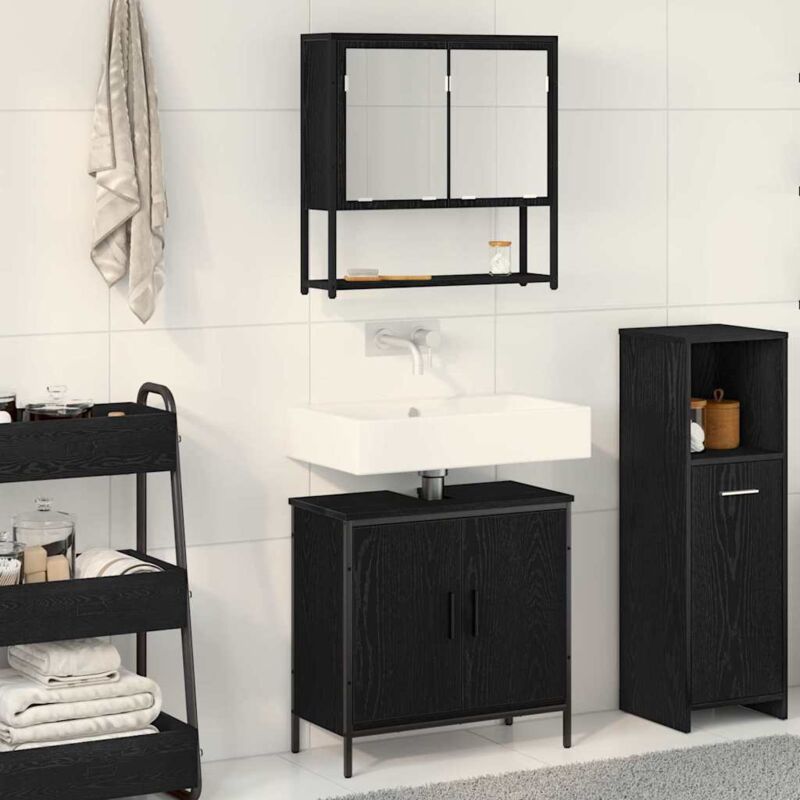 Vidaxl - Bathroom Furniture Set With Storage 2 Pcs Black 60 X 30 X 60 Cm