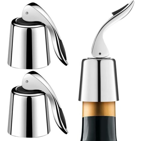 2 Pièce Bouchon Bouteille Vin Acier Inoxydable, Garde Bulles, Accessoires Décoratifs pour le Vin Anti-Fuite Gardez la Fraîcheur