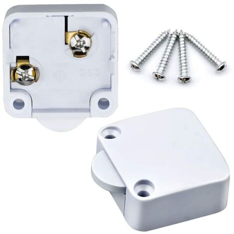 2 Piece Cabinet Cupboard Switch 2A/250V Automatic Switch Cupboards for Applies to Various Lighting Fixtures and All Kinds of Doors (White)