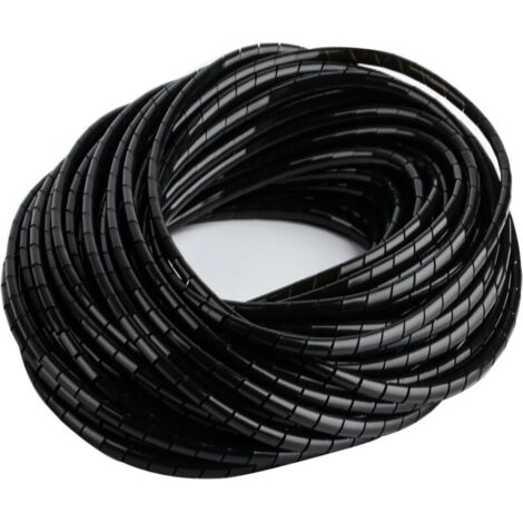 2-Piece Cable Management Kit, Cable Organizer, Electrical Cable Sleeve, Black Spiral Cable Cover, Cable Organizer for Home Office, TV, Computer, PC, Audio, 4 mm x 20 m / 6 mm x 15 m