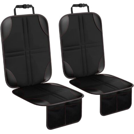 2-Piece Car Seat Protector, Non-Slip Car Seat Protector with Pockets Organizer, Universal Waterproof Oxford Seat Protector for Children, Baby, Pets (Black)