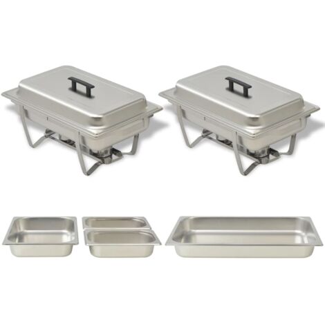 2 Piece Chafing Dish Set Stainless Steel vidaXL