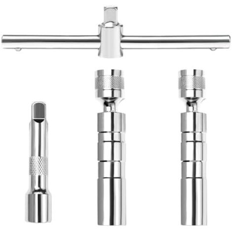 2 Pièce Clé à Bougie Magnétique 14 mm et 16 3/8 Pouces D'allumage Universelles Pivotante Outils de Retrait Douille Bougies Poignée en T pour Voiture Moto -