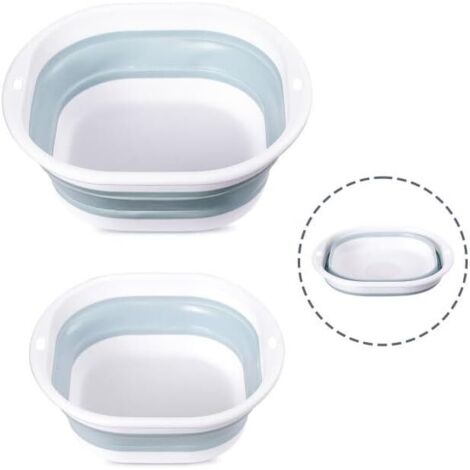 2-Piece Collapsible Basin, Foldable Dishwashing Bowl, Folding Bucket, Portable Washing Basin, Retractable Basin for Camper Van Accessories, Versatile Travel Sink for Camping Kitchen