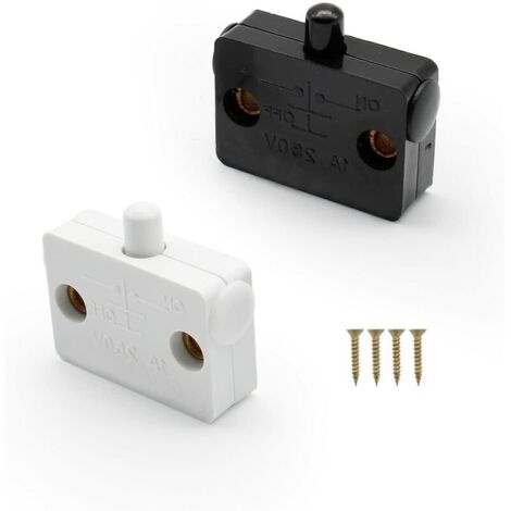 2 Pièce Commutateur d'armoire Encastrer de Interrupteur Automatique pour Placards avec 4 étuis de Protection et 4 Vis(Noir + Blanc)