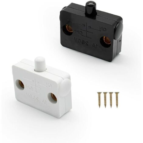 2 Pièce Commutateur d'armoire Encastrer de Interrupteur Automatique pour Placards avec 4 étuis de Protection et 4 Vis(Noir + Blanc)