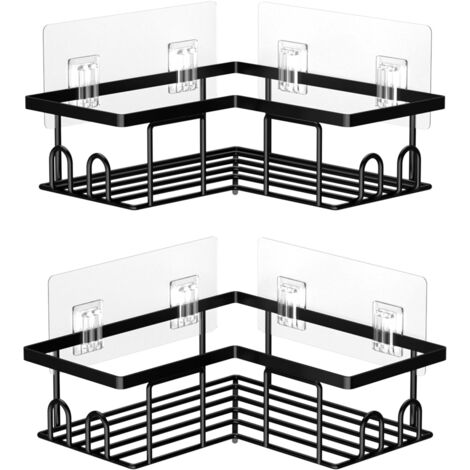 2-Piece Corner Shower Caddy No Drill Adhesive Bathroom Organizer Rustproof