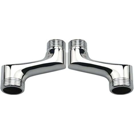 2-piece countertop angled shower fitting, brass elbow reducer, adjustable swivel arm, wall-mounted countertop angled connection, offset 1/2" to 3/4" connection, Chrome A
