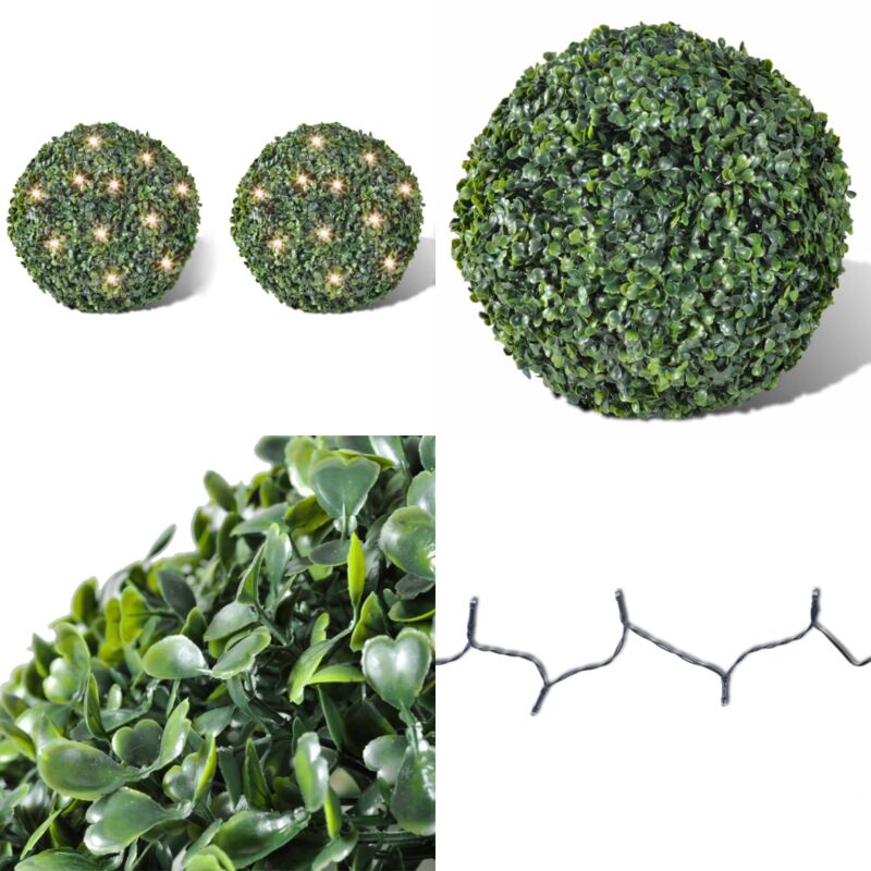 2 pièce de boule 27 cm avec guirlande lumineuse solaire 24 led - Décoration De Noël - Décoration De Maison - Boule De Buis - Guirlande Lumineuse