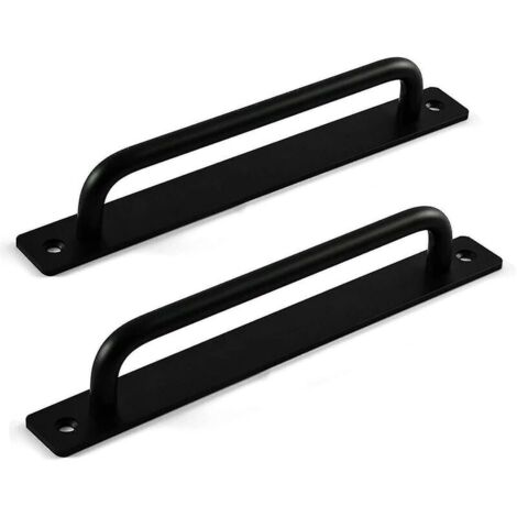 2-Piece Exterior Door Handle (Black), Sliding Door Handle, Barn Door Handle, Wood Door Handle
