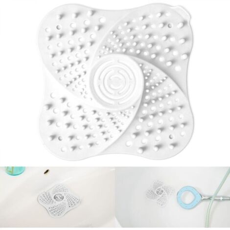 2 pièce Filtres de Drain d’Évier,13 x 13 cm, Bouchon d’eau pour salle de bain, Filtre attrape-cheveux pour baignoire, Blanc