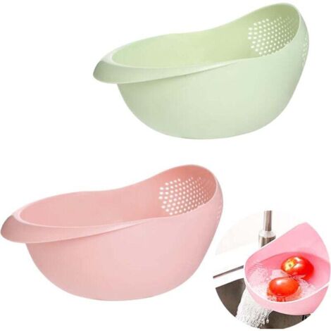 2-Piece Fruit and Vegetable Strainer, Multifunctional Drain Basket, Plastic Washing Filter Strainer, Prevents Ingredient Waste, for Cleaning and Filtering Fruit and Vegetables