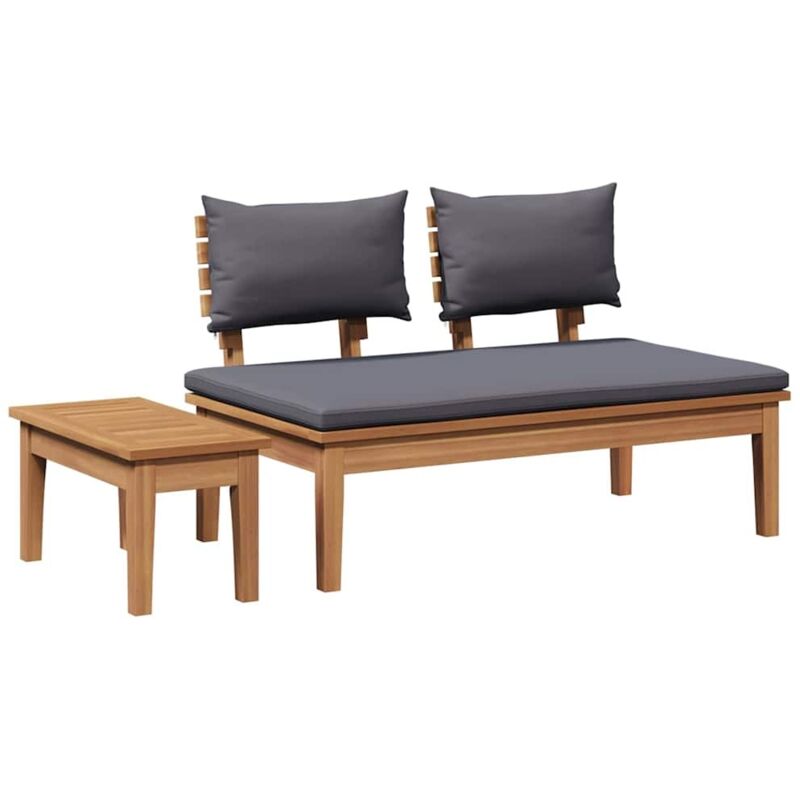 Garden Bench 2 Pcs Brown Solid Teak Wood Vidaxl