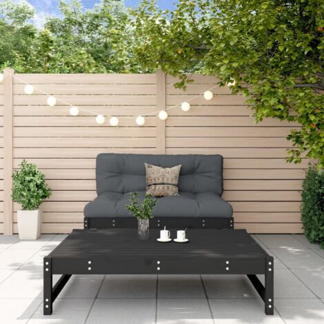 2 Piece Garden Lounge Set Black Solid Wood Pine vidaXL