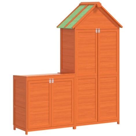 2 Piece Garden Tool Shed Set Brown Solid Wood Pine vidaXL