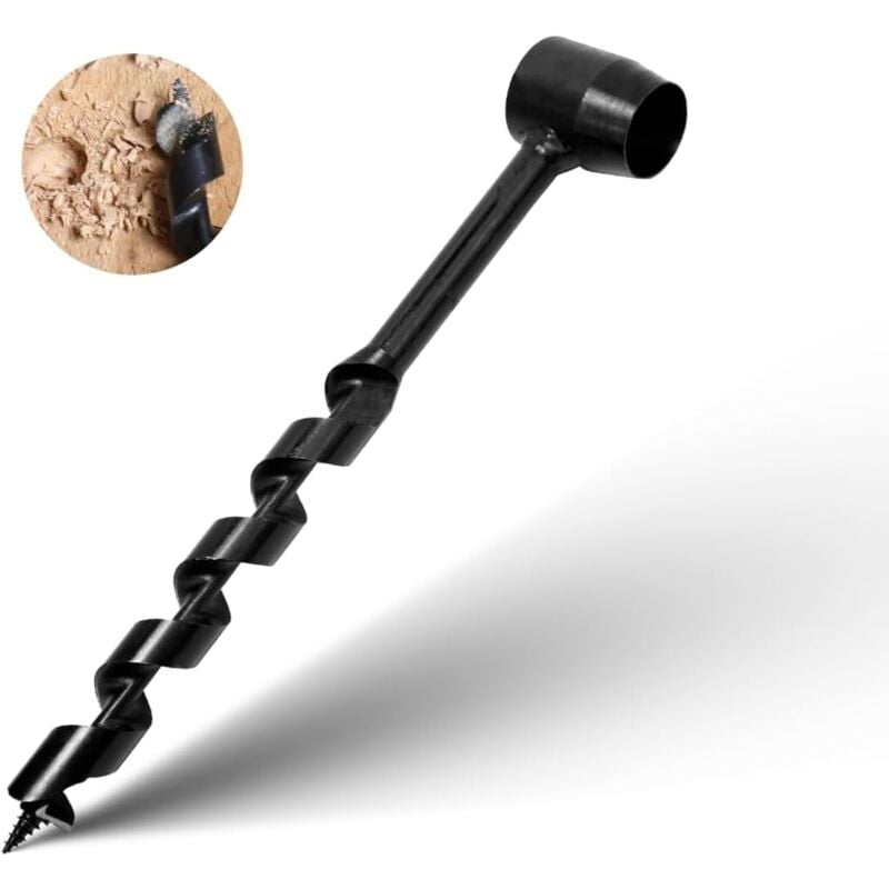 2-Piece Hand Auger, Multi-Purpose Auger, Twist Drill, Hand Wrench, Woodworking Hand Drill, Outdoor Camping Plug Drill Survival Tool (outil de survie