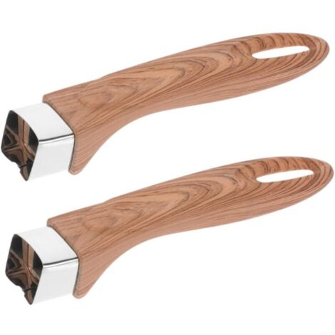 2-Piece Heat-Resistant Bakelite Handles for Pots and Pans, Modern Wood Design, Anti-Scald, Easy Replacement Set