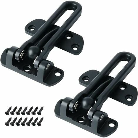 2 Piece Home Security Door Lock, Thickened Security Door Lock, Guard Door Lock, Zinc Alloy Solid Thicken Security Lock for Home, Apartment, Hotel, Dormitory (Black)