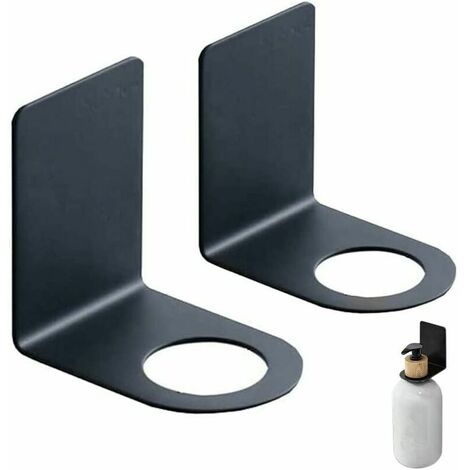 2-piece hook dispenser bracket, wall-mounted soap dispenser bracket, soap pump bracket, shampoo dispenser bracket, black stainless steel shampoo bracket for kitchen and bathroom